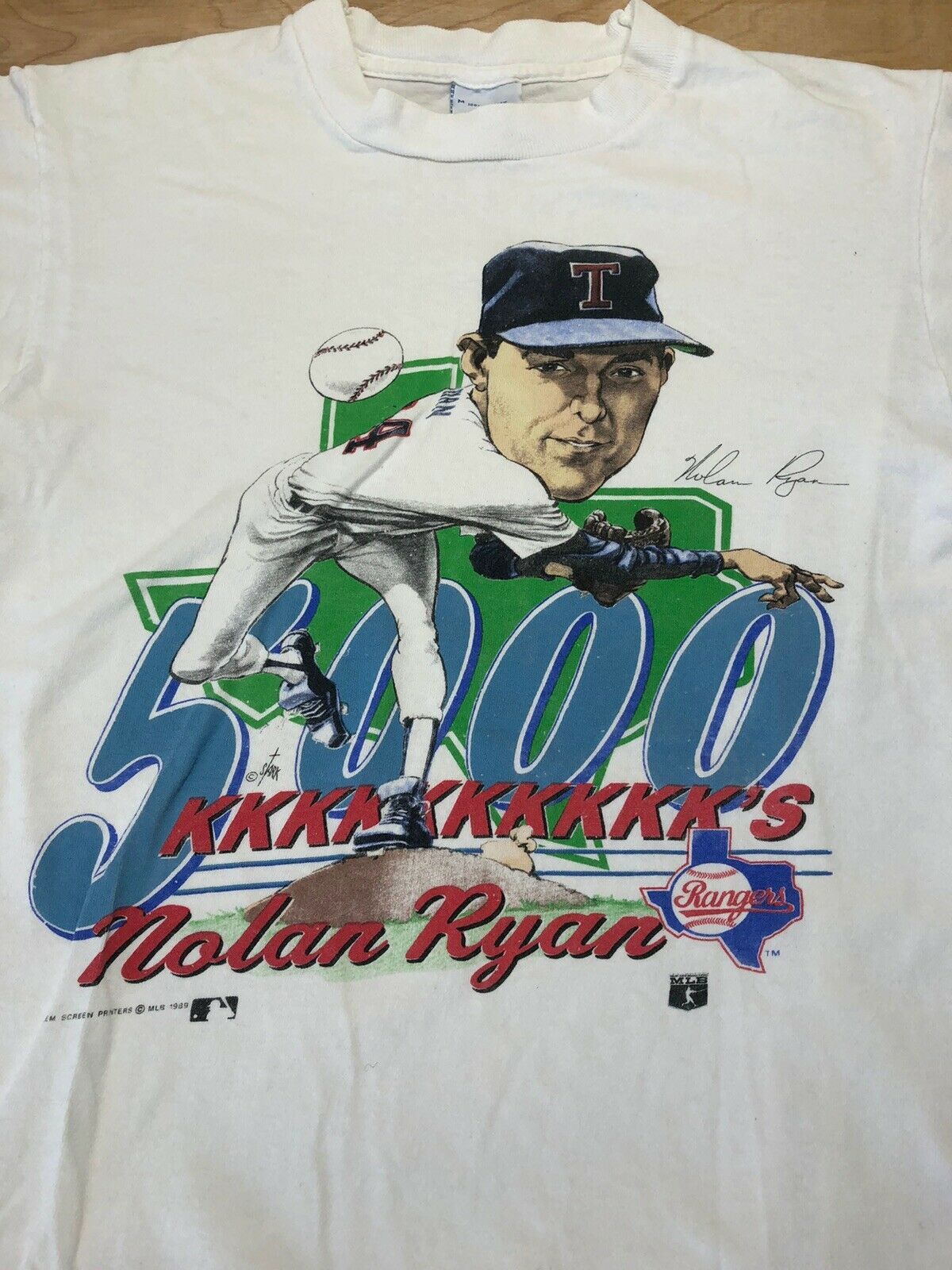 Nolan Ryan Vintage Shirt 1989 80S Mlb Rangers Caricature Shirt Baseball Tee