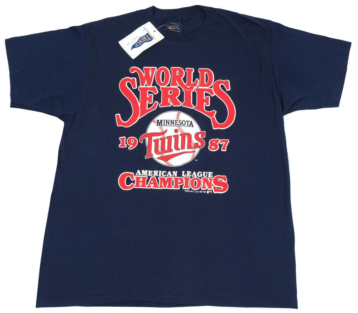 Nos Nwt Vintage 80S Thin Single Stitch Shirt Minnesota Twins 1987 World Series