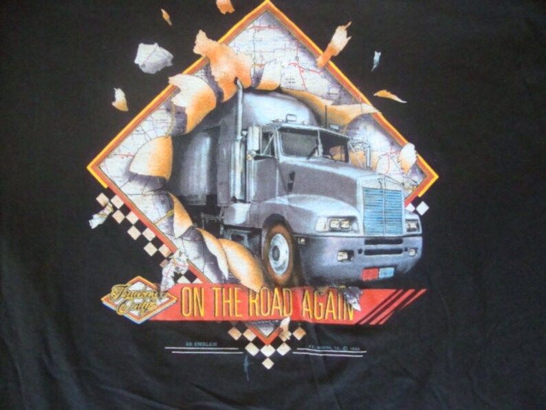 Nos Vintage 80S 3D Emblem Truckers Only On The Road Again 1988 Biker Trucker New 1987 Deadstock