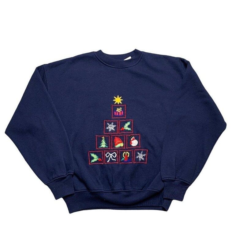Nut Cracker Vintage Christmas Sweatshirt Embroidered Design Womens Small