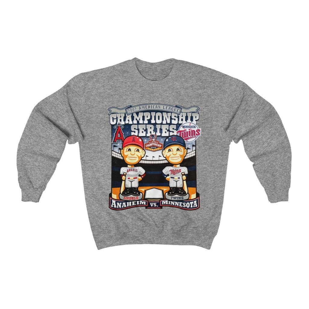 Nwot 2002 Alcs Angels Vs Twins Bobblehead Sweatshirt 211228