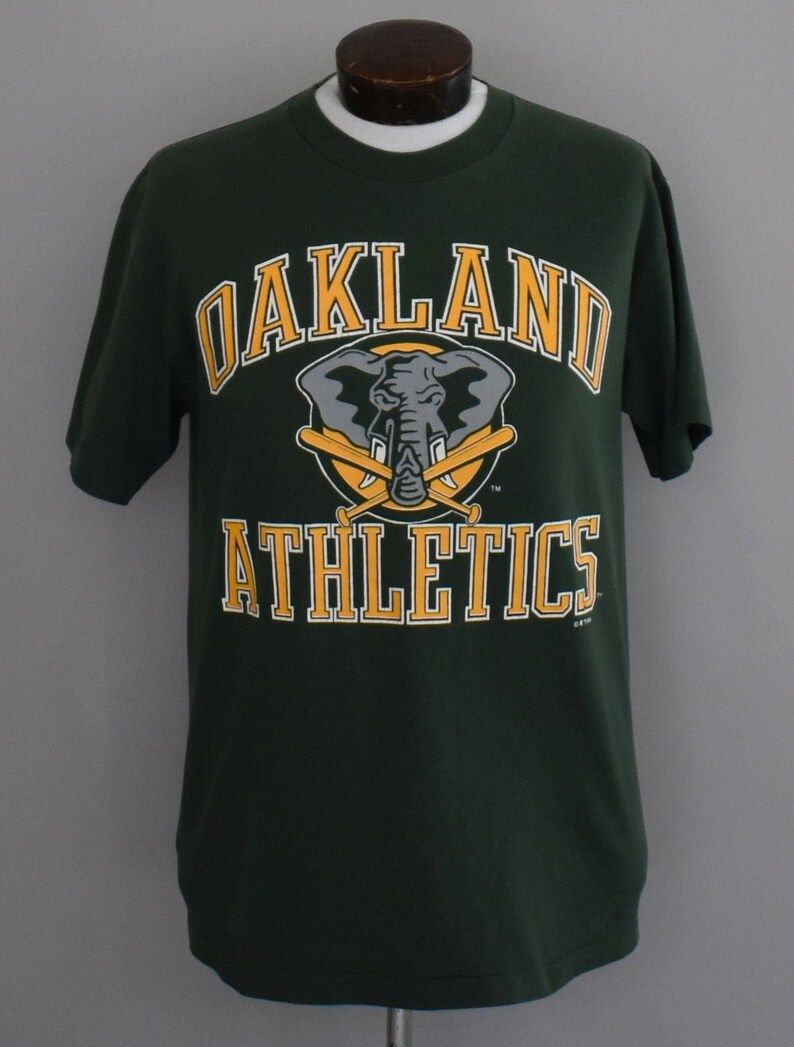 Oakland Athletics T Shirt Vintage 90S As Spell Out Mlb Tee 1990S Stomper Elephant Shirt Edium To Large