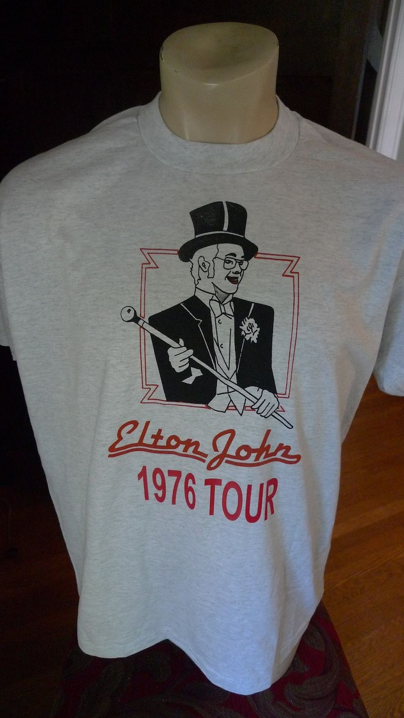 Old Stock Dated 1976 Elton John Shirt Single Sided Screen Stars Single Stitched C Licensed By Roach 1974
