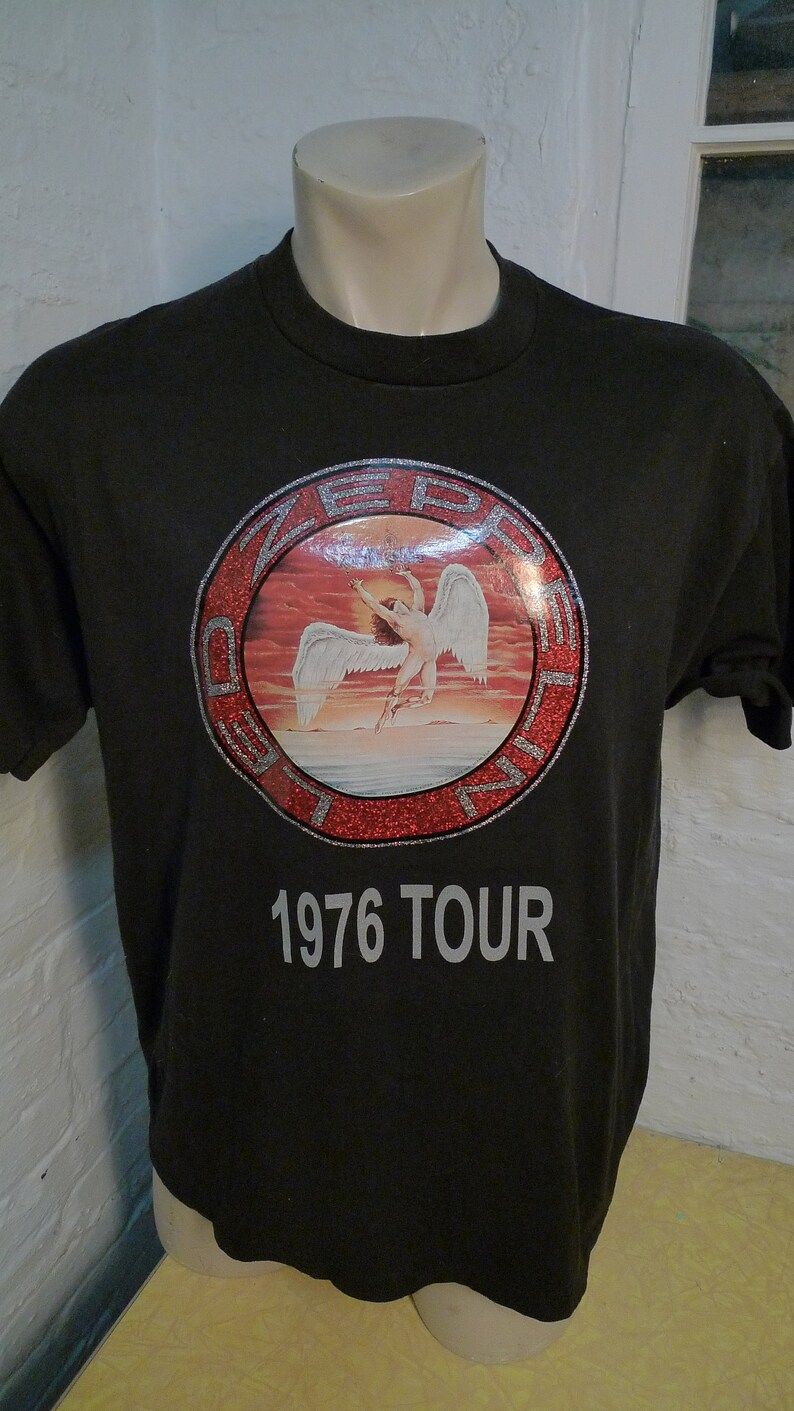 Old Stock Dated 1976 Led Zeppelin Shirt Single Sided Deadstock Unworn Single Stitched