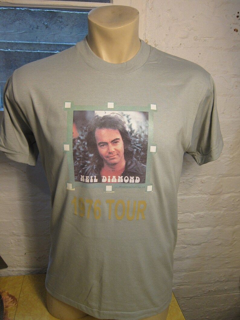 Old Stock Dated 1976 Neil Diamond Shirt Deadstock Unworn Single Sided Screen Stars