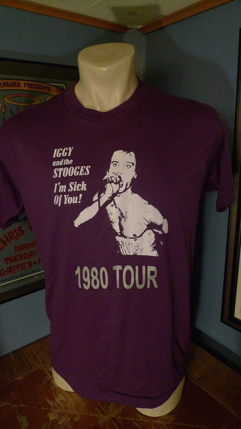 Old Stock Dated 1980 Iggy And The Stooges Shirt Deadstock Single Sided Single Stiched C Licensed By Roach 1978