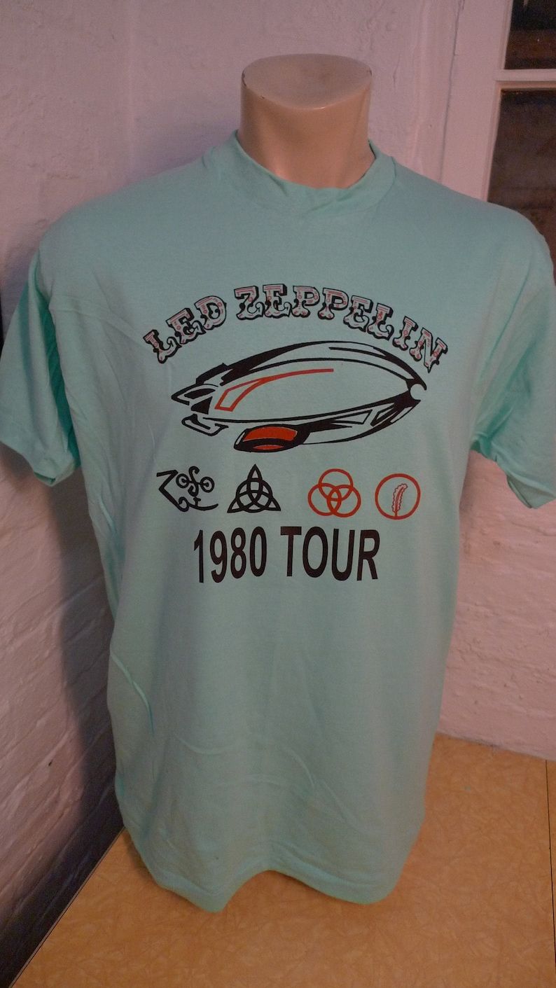 Old Stock Dated 1980 Led Zeppelin Shirt Single Sided Deadstock Unworn Licensed By Roach 1974