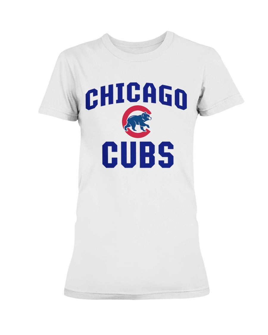 Over Fanatics Branded Charcoal Chicago Cubs Big Tall Victory Arch Ladies T Shirt 072621