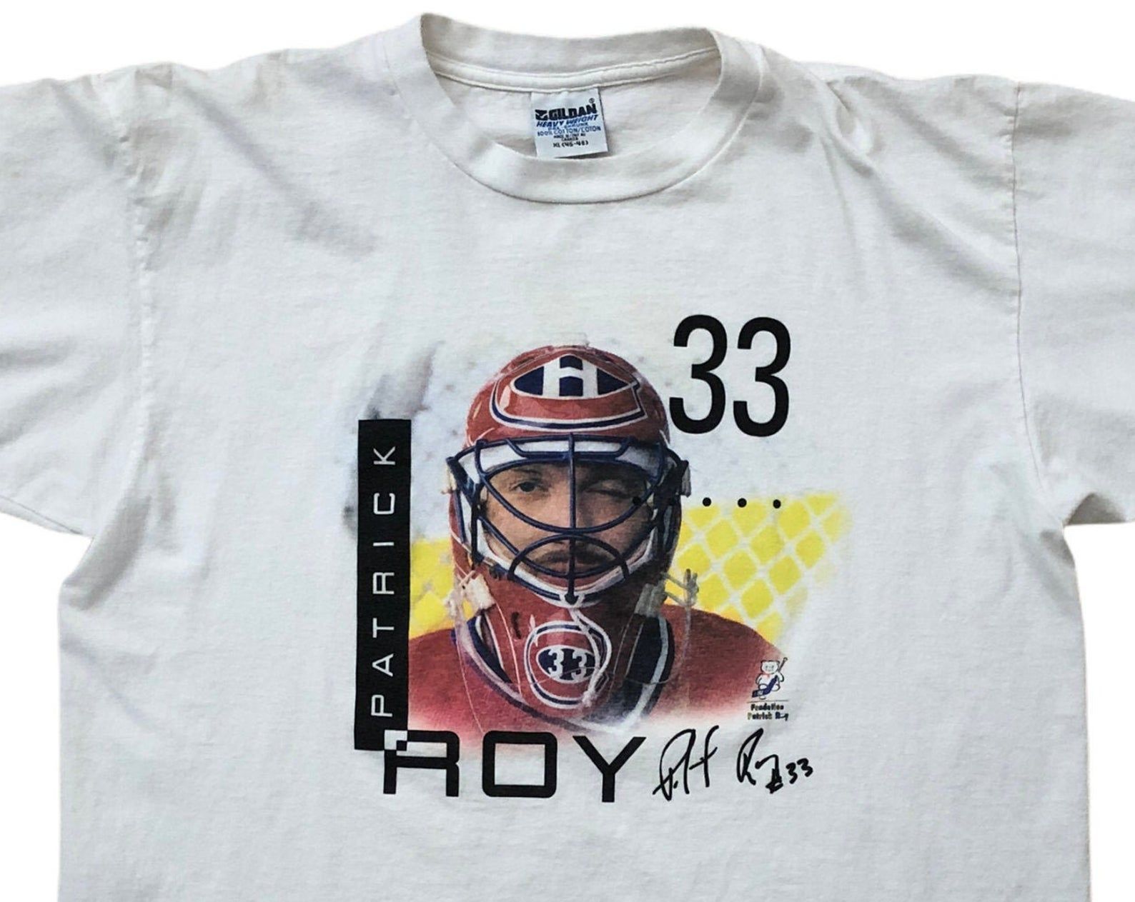Patrick Roy 33 Goalie Mask Vintage 1990S Montreal Canadiens Habs Nhl Hockey Big Made In Canada Red T-Shirt