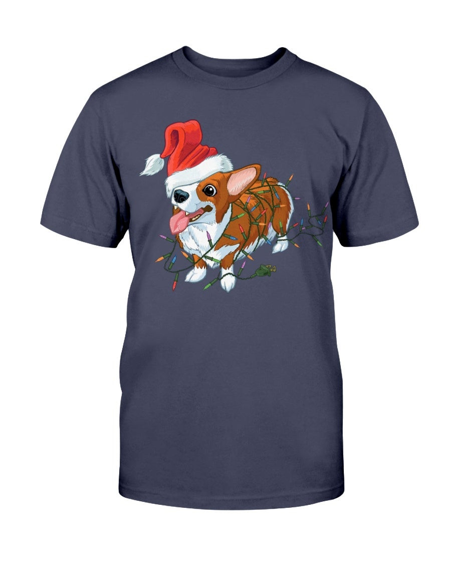 Pembroke Welsh Corgi Puppy Christmas Xmas Lights T Shirt 211023