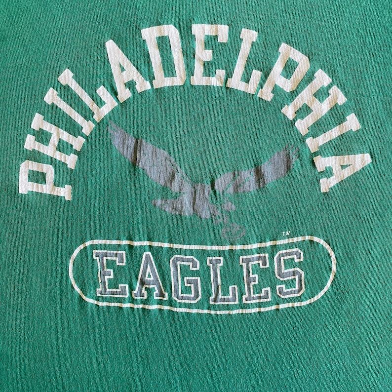 Philadelphia Eagles 70S 80S Green Classic Logo Spellout Vintage T Shirt