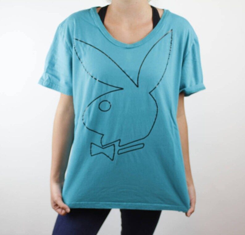 Playboy Tee Rare Playboy Teal Blue T Shirt Bunny Tee