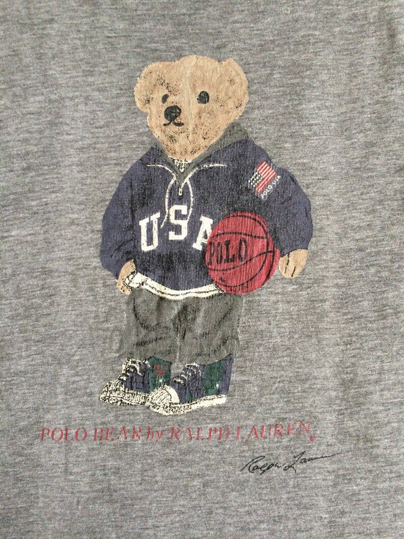 Polo Bear Shirt Polo Ralph Lauren Polo Golf Polo Bear P92 Ski P Wing Polo Snow Beach Hocky Hip Hop Vintage T Shirt Rare