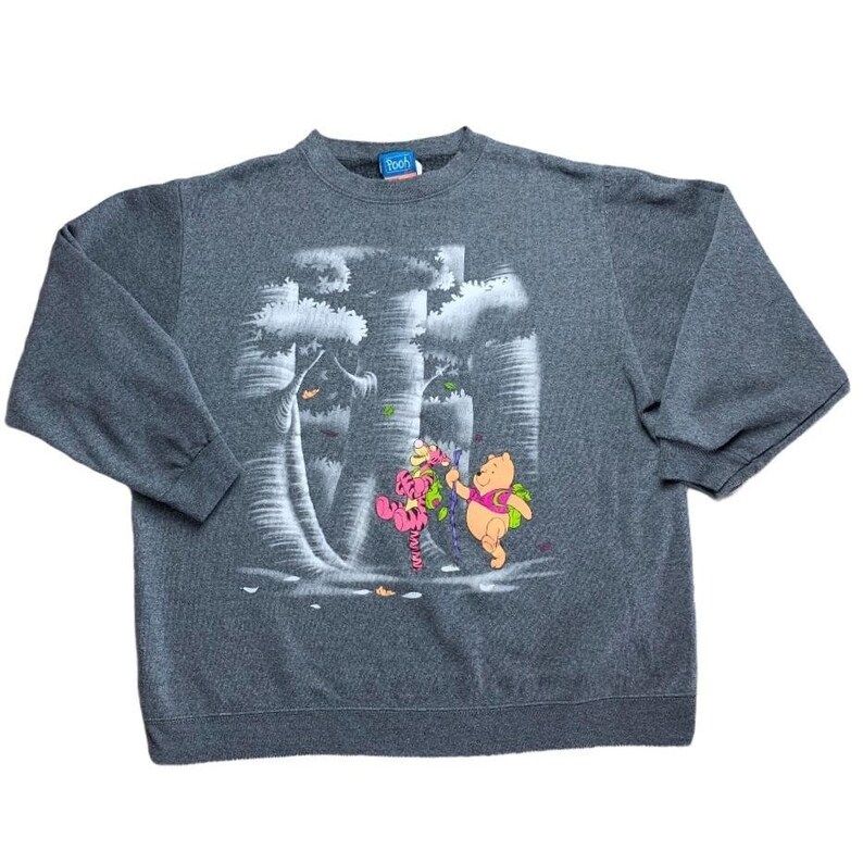 Pooh 100 Acre Woods Tigger Crewneck Grey Sweatshirt Womens Xl