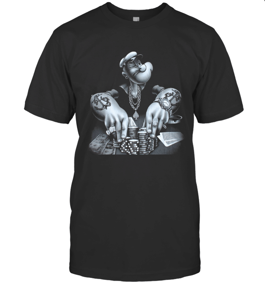 Popeye Urban Poker Black T Shirt T Shirt T-Shirt
