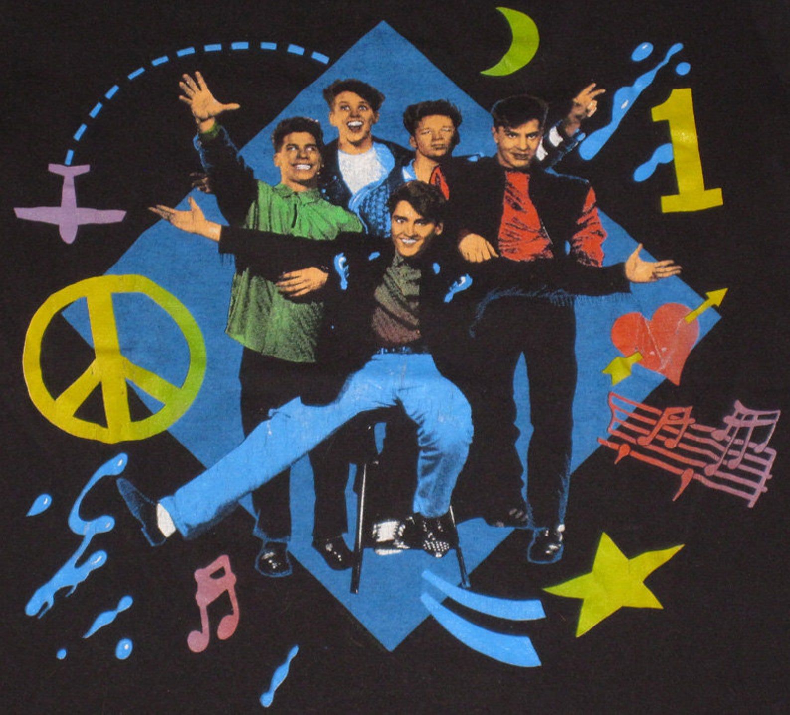 Q-Who'S Your Favorite New A-Whichever One Dies First! --Bill Hicks - Vintage 1989 New On The Block Nkotb Two-Sided T-Shirt - 50/50