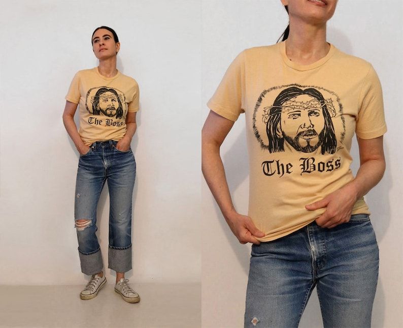 R E S E R V E D Jesus The Boss Christian T Shirtvintage 1980S Jesus Crown Of Thorns Catholic Christian Religious Tshirtlord God Tee