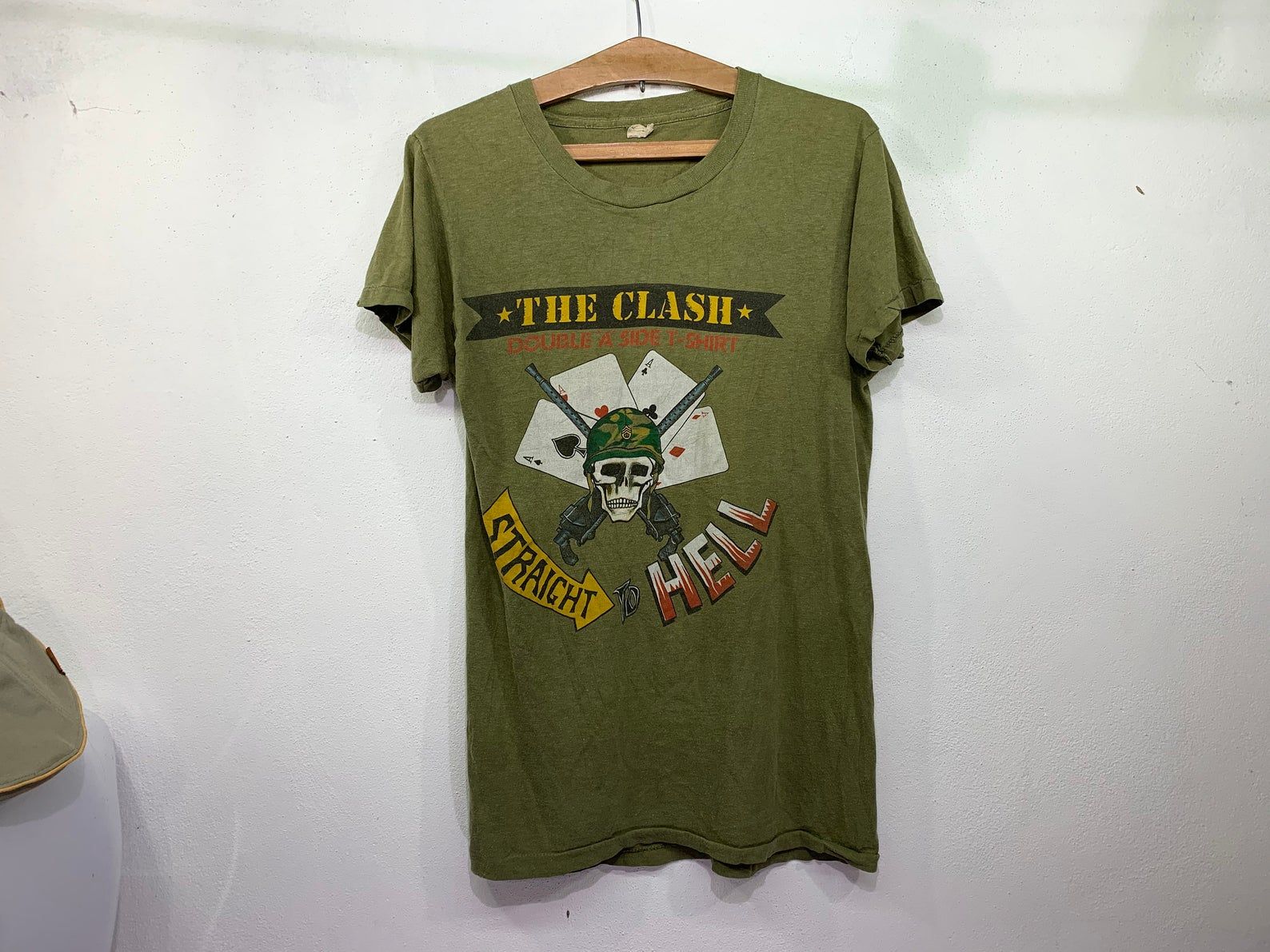 Rare!! The Clash Straight To Hell Double A Side T-Shirt Out Of Control For 1984 English Rock Band British Punk Rock Joe Strummer L Vtg