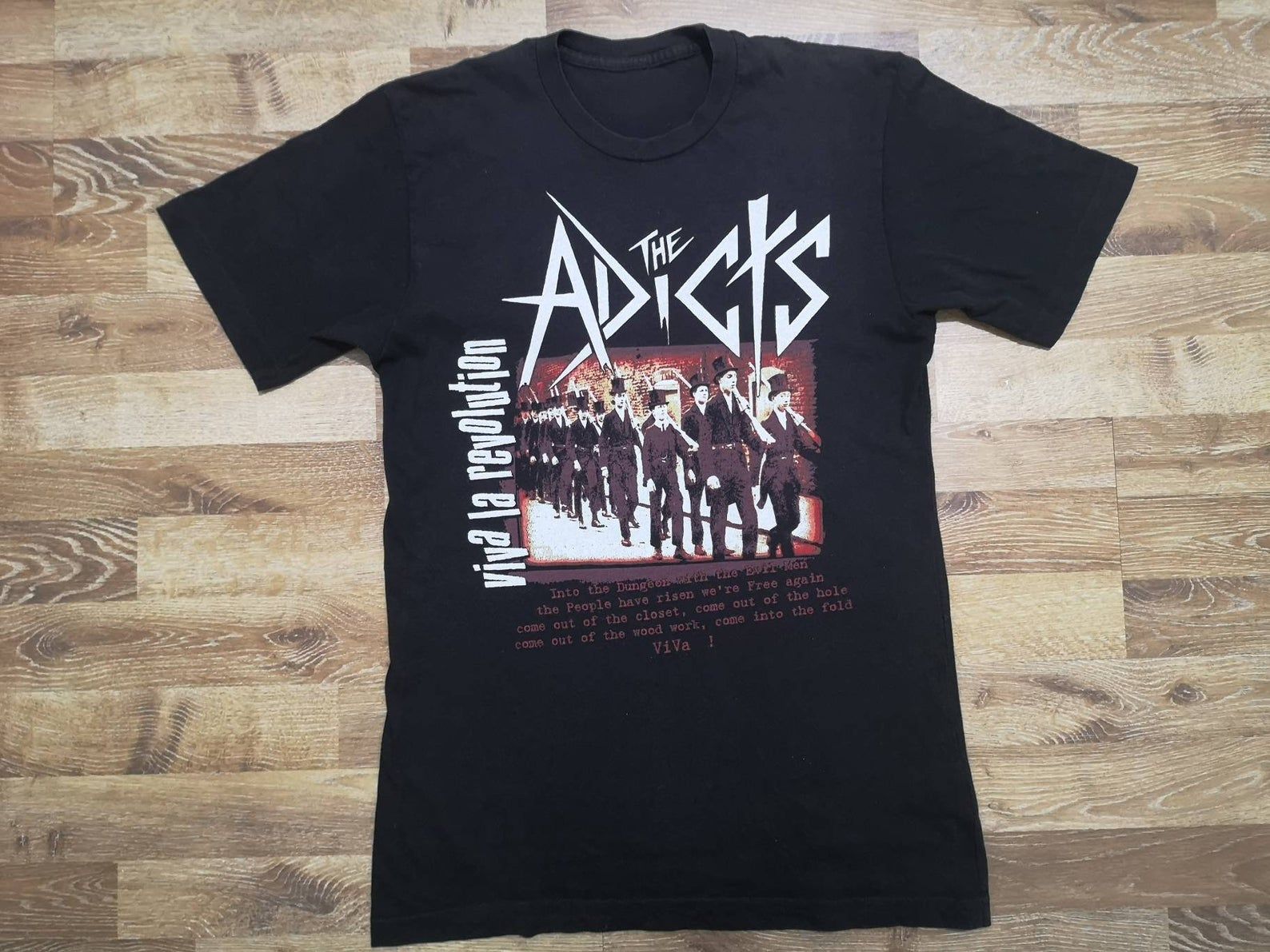 Rare! True Vintage 2000'S The Legendary British Punk Rock Band The Adicts Viva La Revolution Song Promo T Shirt rare! true vintage 2000s the legendary british punk rock band the adicts viva la revolution song promo t shirt g6ks0