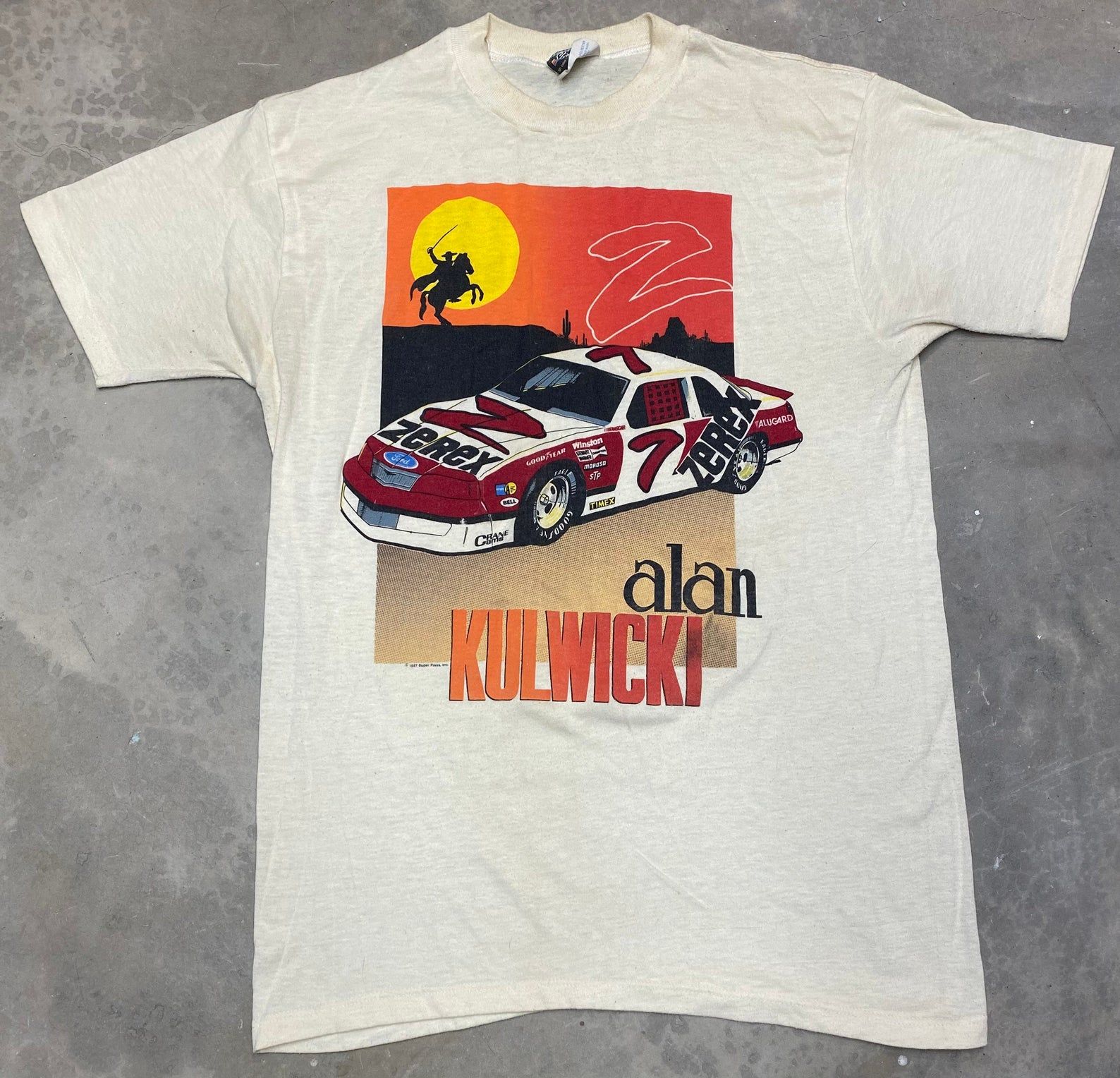 Rare! Vintage 1987 Alan Kulwicki Zerex 7 Nascar Racing Tee -