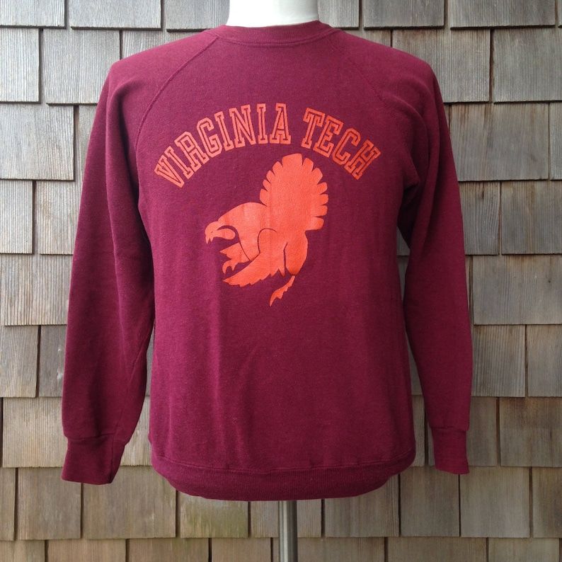 Rare 70S 80S Vintage Virginia Tech Hokies Sweatshirt