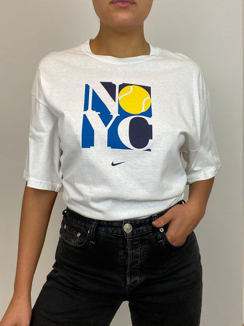 Rare 90S Nike Tennis In New York 98 T Shirt 1990S White T Shirt Large White