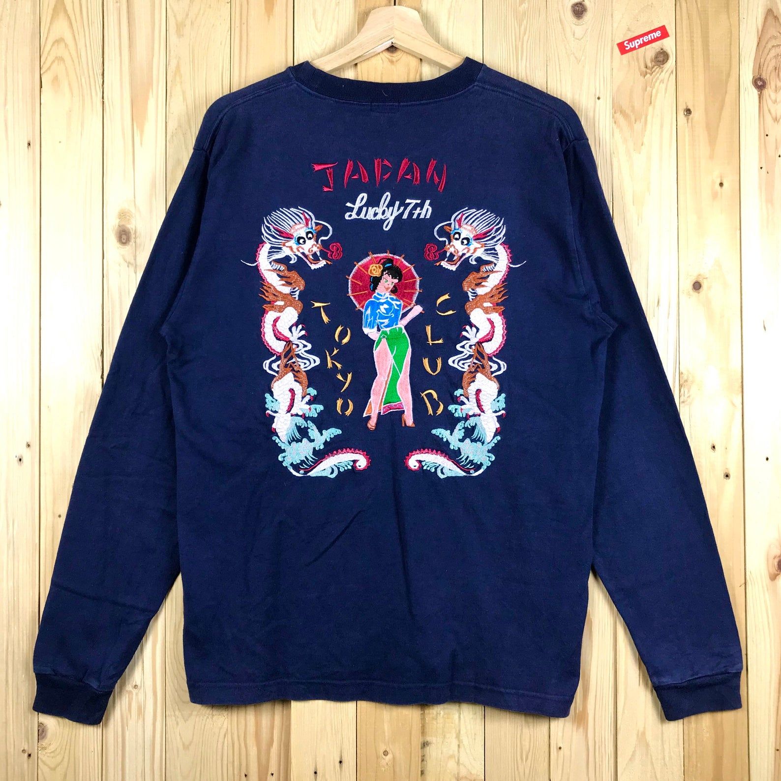Rare 90S Toyo Enterprise Hand Embroidery Sukajan Big Longsleeve-T