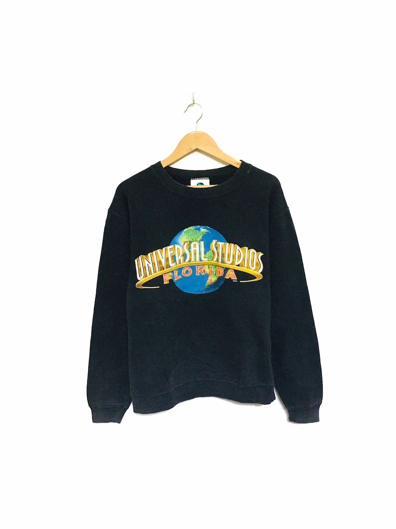 Rare 90S Universal Studios Florida Made In Usa Big Logo Spellout Vintage Crewneck Sweatshirt Jumper Pullover Fashion Style