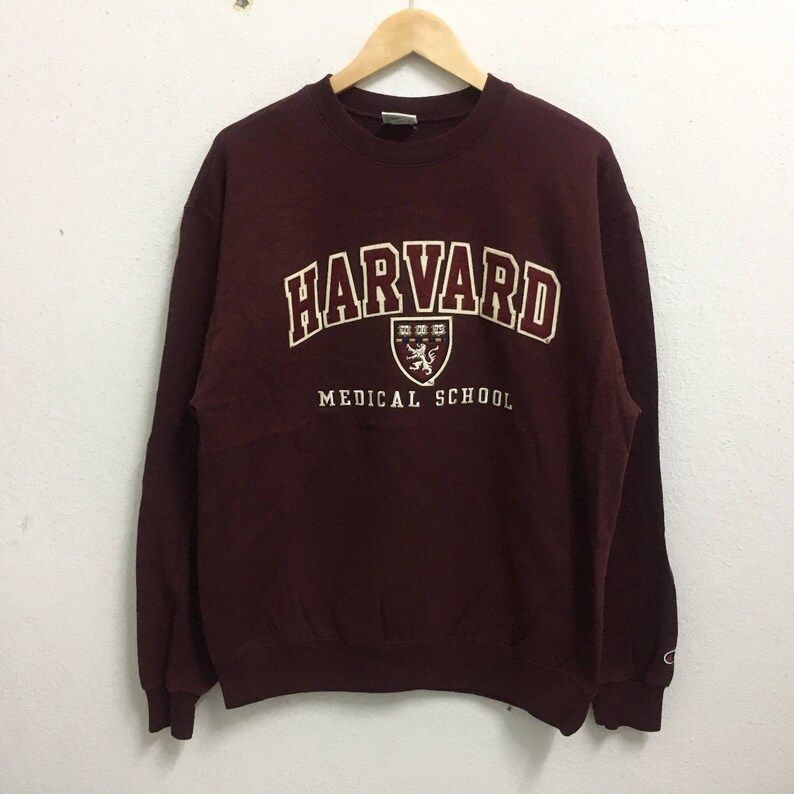 Rare Champion X Harvard Big Logo Spellout Maroon Color Sweatshirts Hip Hop Swag L Size