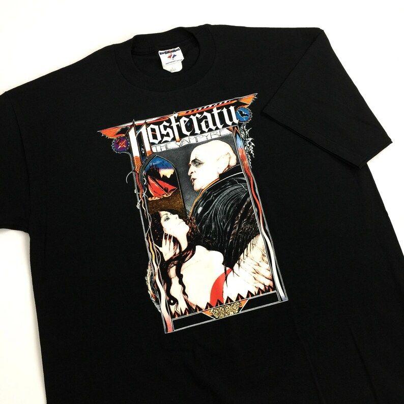 Rare Deadstock Vintage Late 90S Nosferatu The Vampyre Vampire Horror Movie Promo Promotional Graphic Tee T Shirt