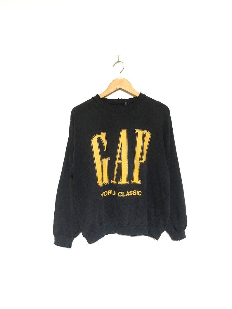 Rare Gap World Classic Big Logo Embroidery Crewneck Sweatshirt Jumper Pullover Spellout Vintageedium