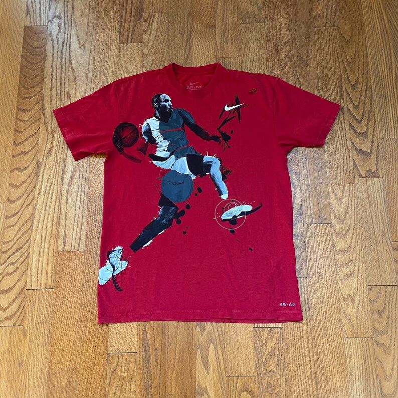 Rare Nike Nba Kobe Bryant Graphic Dri Fit Red Tee Shirt