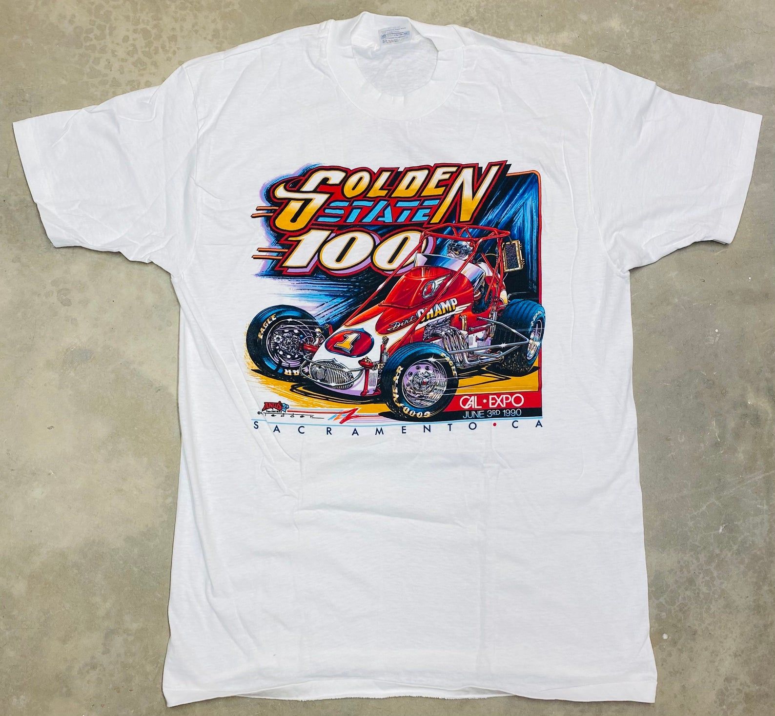 Rare Nos Vintage 1990 Golden State 100 Usac Race Event Tee -