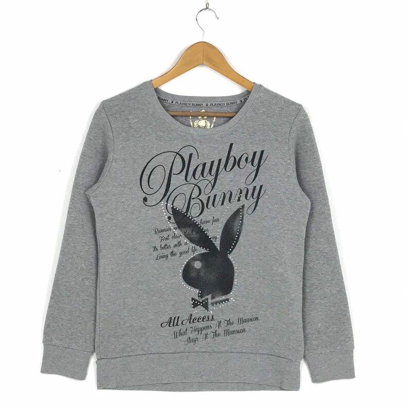 Rare Playboy Bunny Spellout Big Logo Sweatshirt Playboy Sweatshirt Playboy Sweater Fashion Style Streetwear Hip Hop Swag