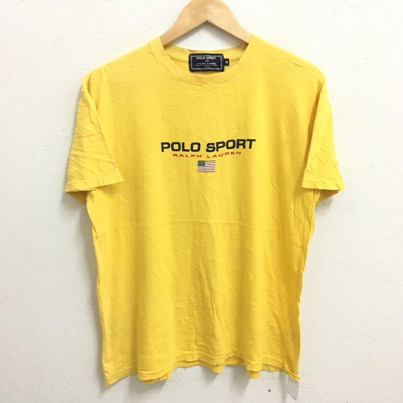 Rare Polo Sport By Ralph Lauren Big Logo Crew Neck Yellow Colour T Shirts M Size