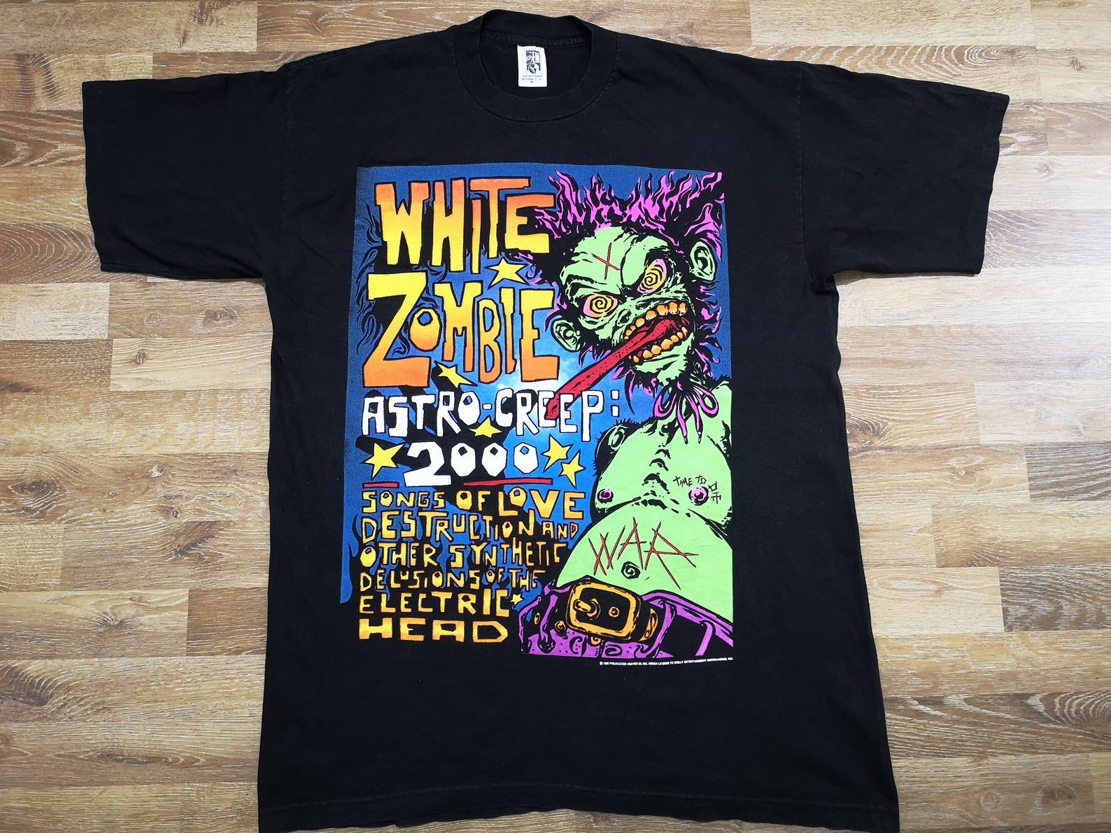 Rare True Vintage 90'S American Heavy Metal Band Zombie 1995 Astro Creep 2000 Promo Album T Shirt Geffen Records