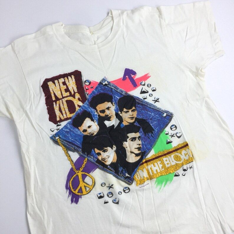 Rare Unisex Vintage 90S 1990 90 Nkotb New Kids On The Block Puff Paint Single Stitch Band Tour Graphic Tee T Shirt