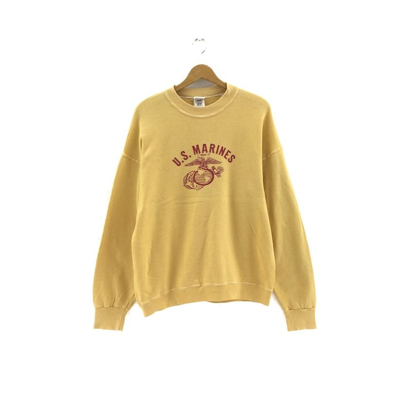 Rare Us Marines Fruit Of The Loom Vintage 90S Crewneck Sweatshirt Jumper Pullover Sweater Military Style Fashion Designer