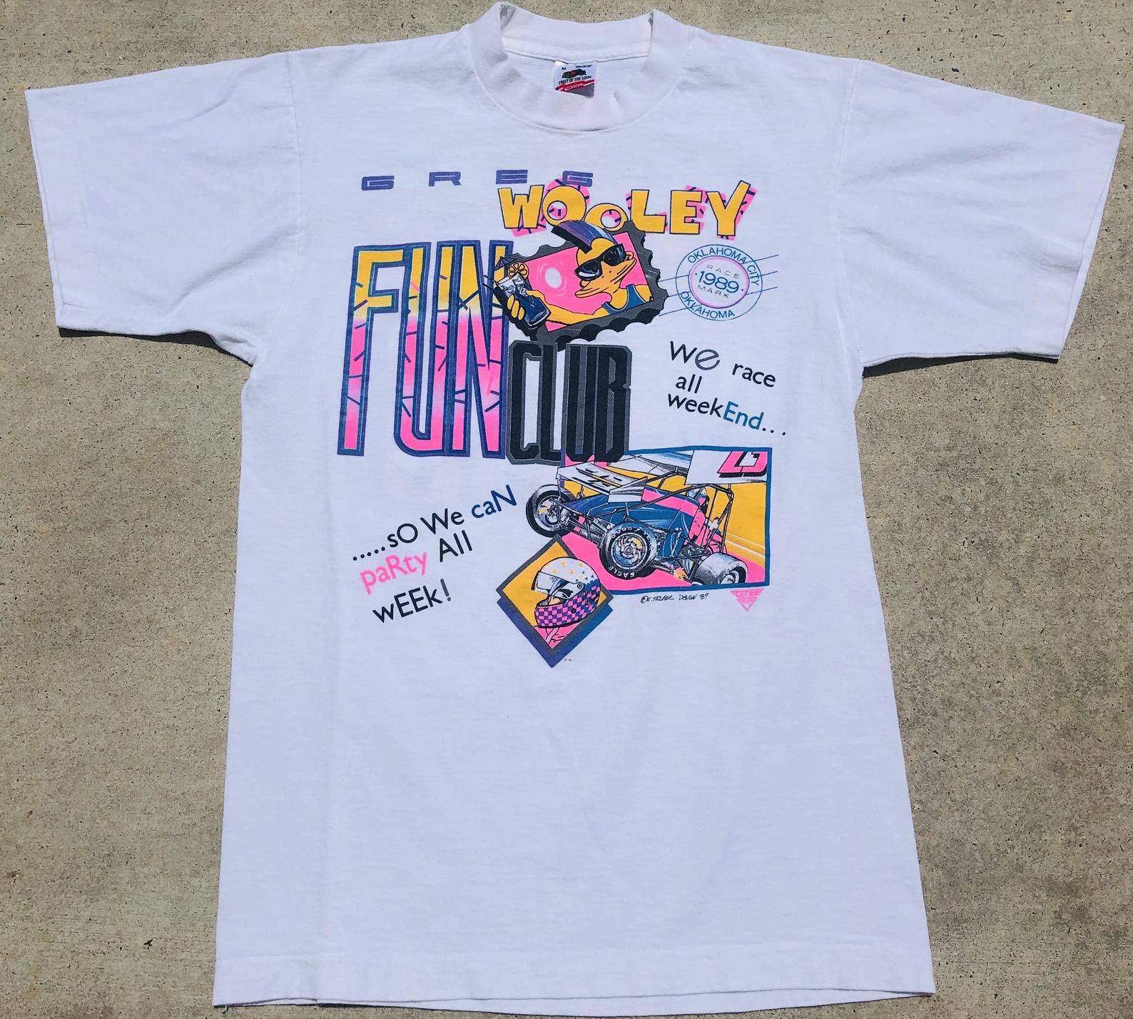 Rare Vintage 1989 Greg Wooley S Car Racing Fan Club Tee -