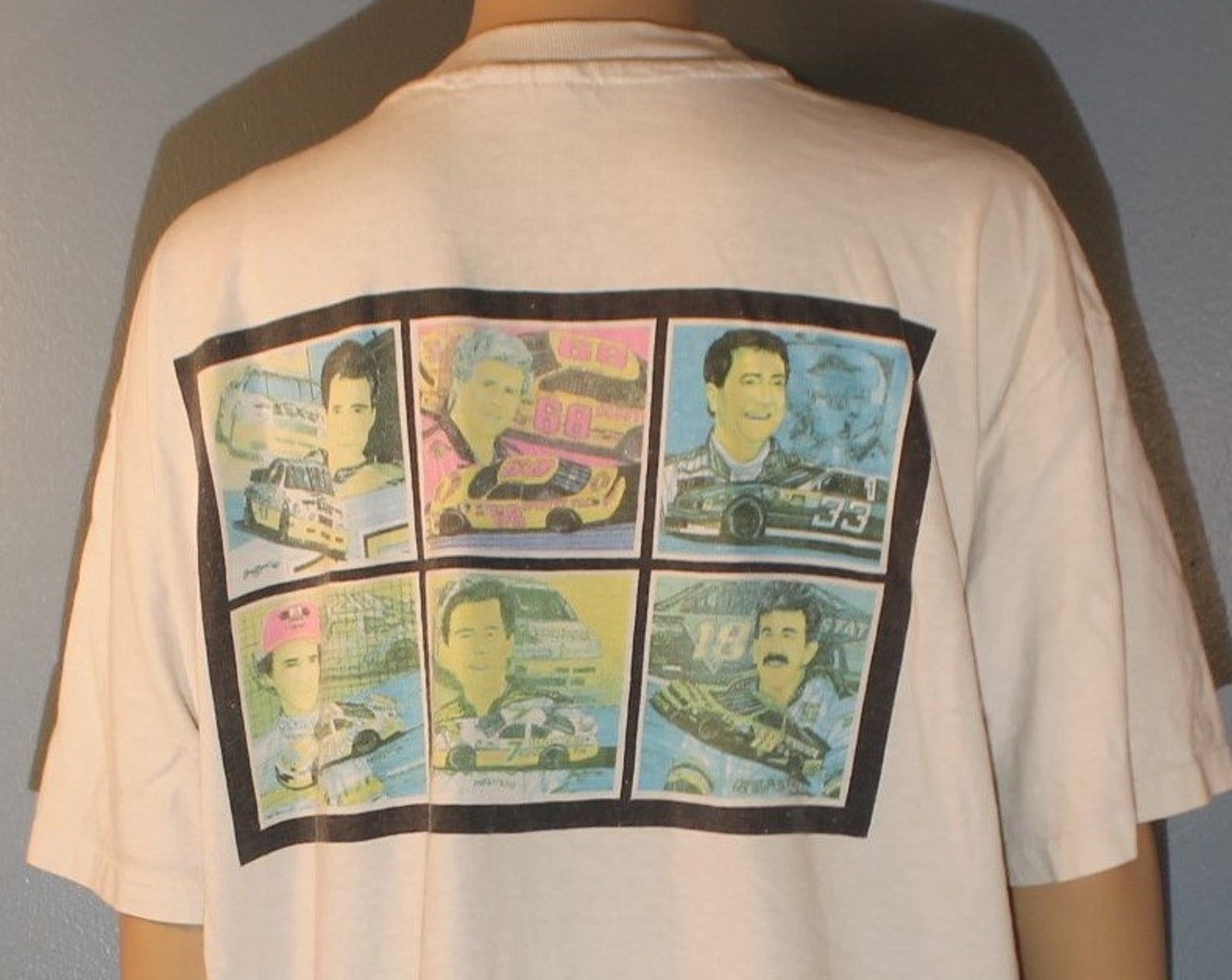 Rare Vintage 1990'S Nascar County Time Lemonade Davey Allison 68 Harry Gant 33 Bobby Labonte 18 Gray Racing Crew T-Shirt