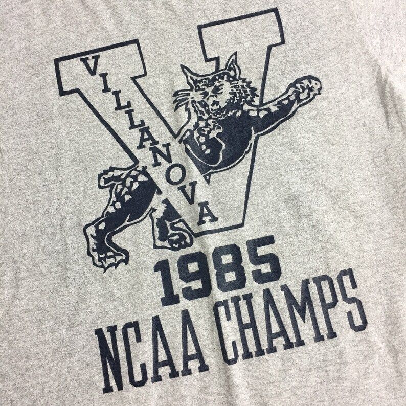 Rare Vintage 80S 1985 85 Ncaa Villanova University Wildcats National Champions College Basketball Graphic Tee T Shirt