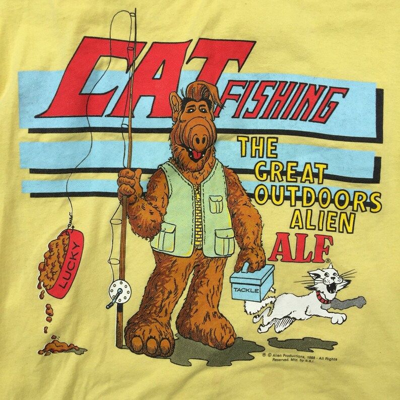 Rare Vintage 80S 1988 Alf The Great American Alien Yellow Crewneck T Shirt