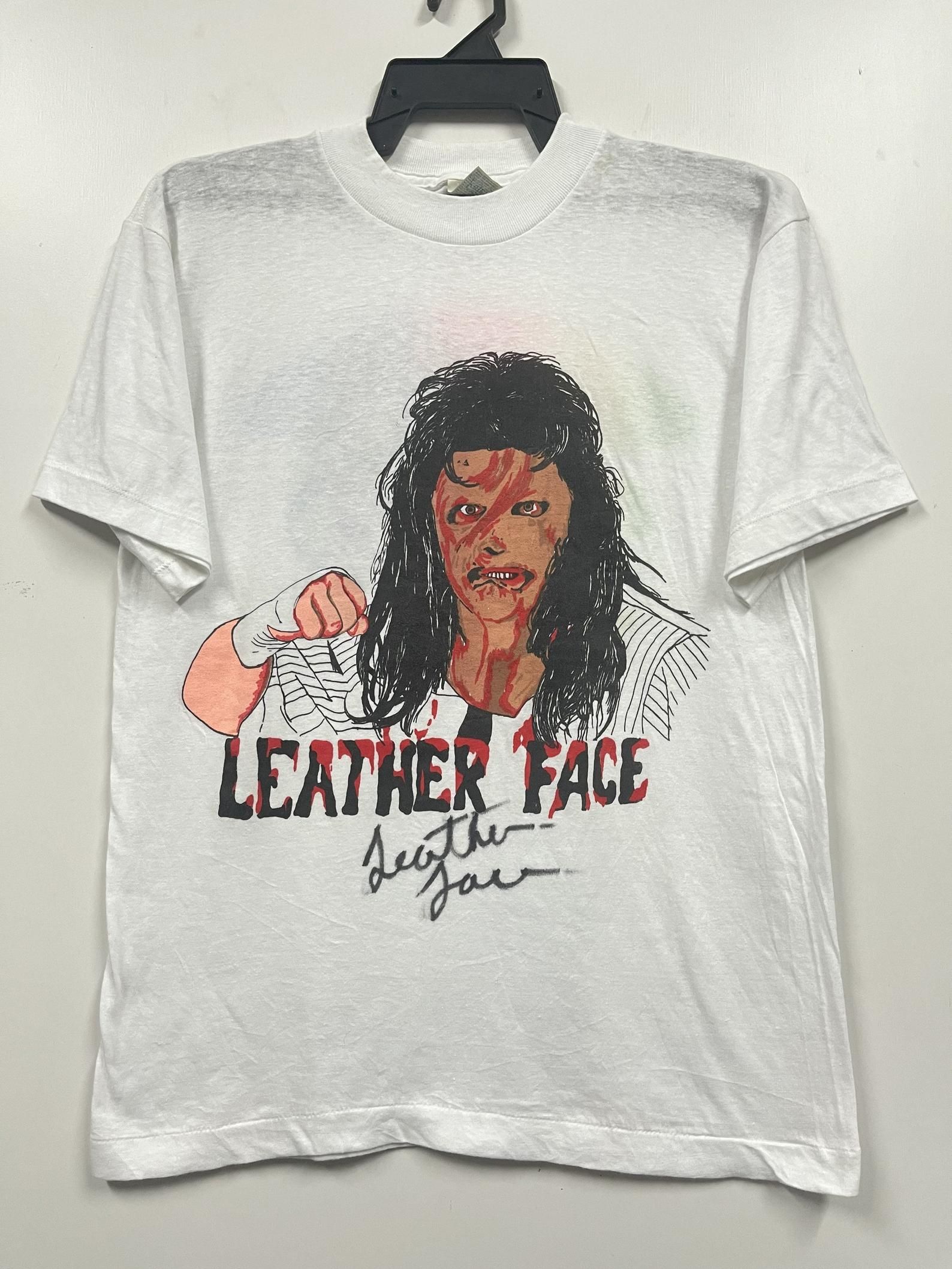 Rare Vintage 80S Leather Face International Wrestling Association Shirt Nwo Wcw