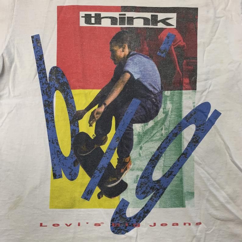 Rare Vintage 80S Levis Strauss Think Big Graphic Shirt