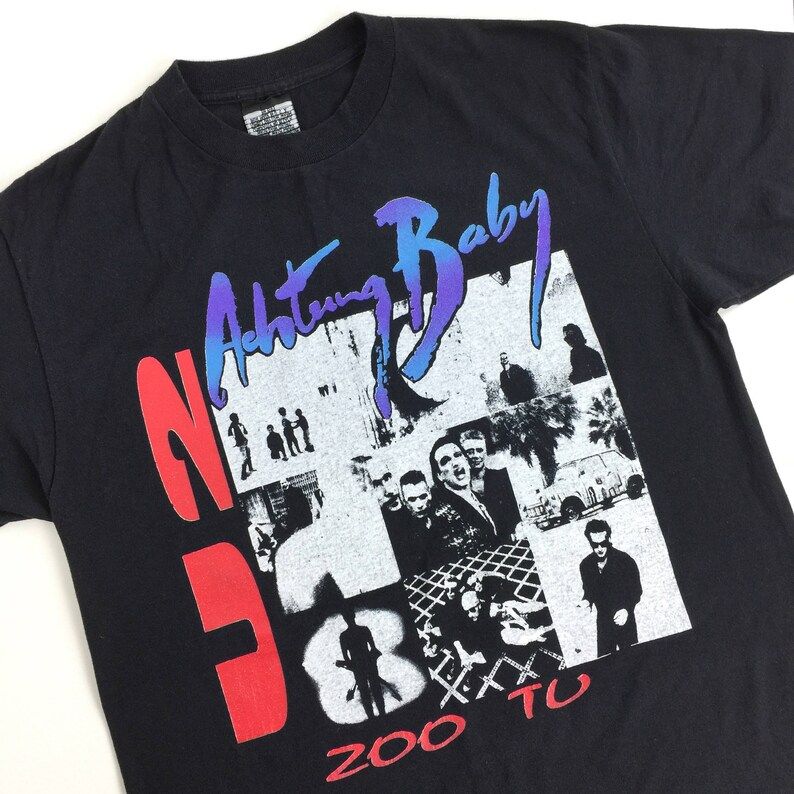 Rare Vintage 90S 1992 92 U2 Achtung Baby Zoo Tv American Tour 92 Single Stitch Rock Roll Band Tour Tee T Shirt