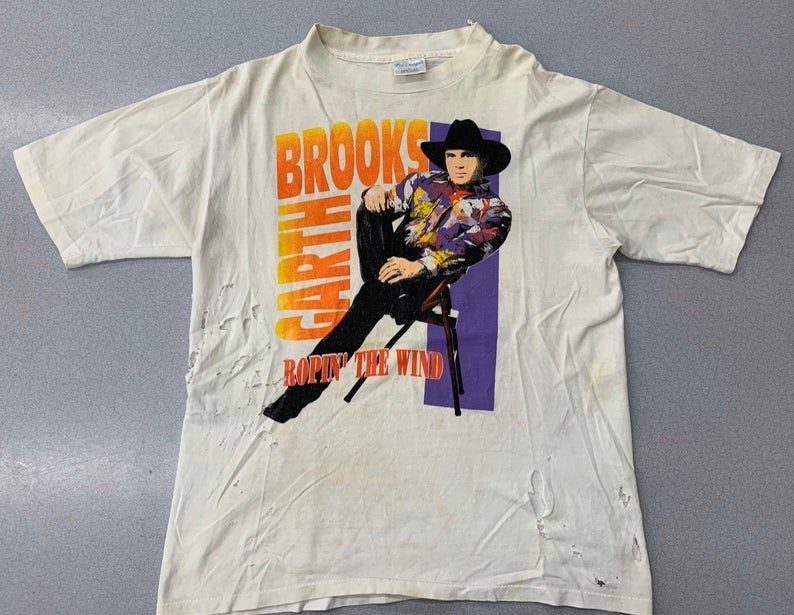 Rare Vintage 90S Garth Brooks Ropin The Wind 1991 Bar Concershirt