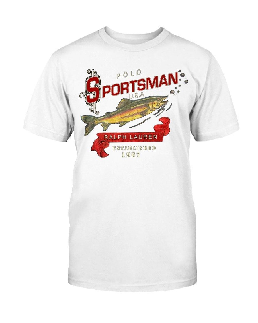 Rare Vintage 90S Ralph Lauren Polo Sportsman Sport Trout Fish Graphic T Shirt 090421