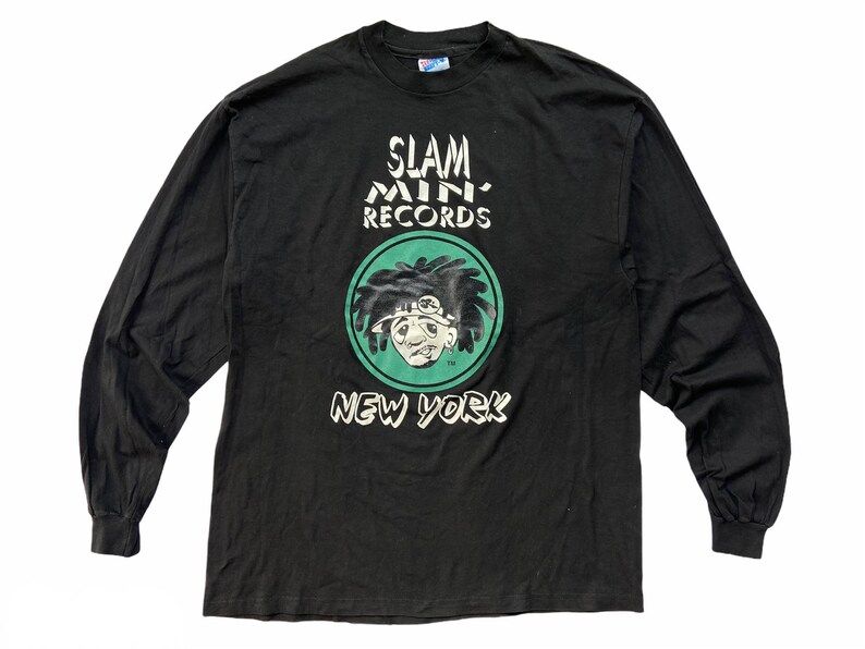 Rare Vintage 90S Slammin Records New York Long Sleeve T Shirt Hip Hop Label Nervous Records Death Row Records