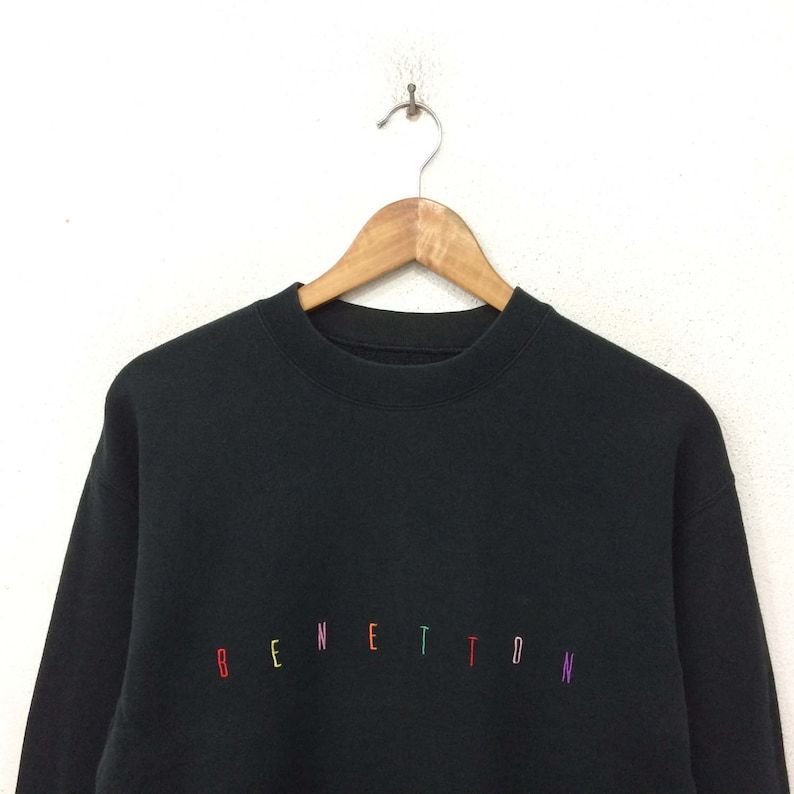 Rare Vintage 90S United Colors Of Benetton Sweatshirt Black Color