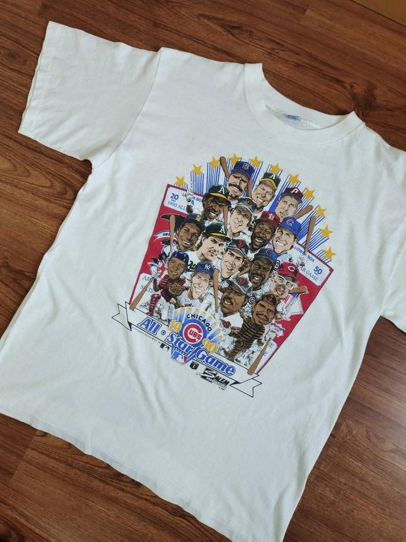 Rare Vintage Baseball All Star Game Caricature 90's Shirt
